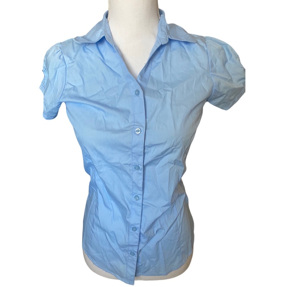IZOD | NEW Womens ‘Approved Schoowear’ Blue Short sleeve button up Top Size S